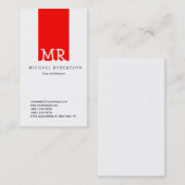 Monogramme moderne blanc rouge Carte de visite pro (Devant / Derrière)