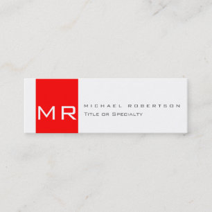 Monogramme moderne blanc rouge Carte de visite pro