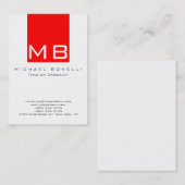 Monogramme moderne Blanc Rouge Chic Carte de visit (Devant / Derrière)