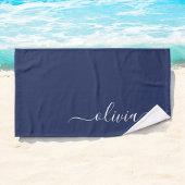 Monogramme moderne bleu marine et blanc