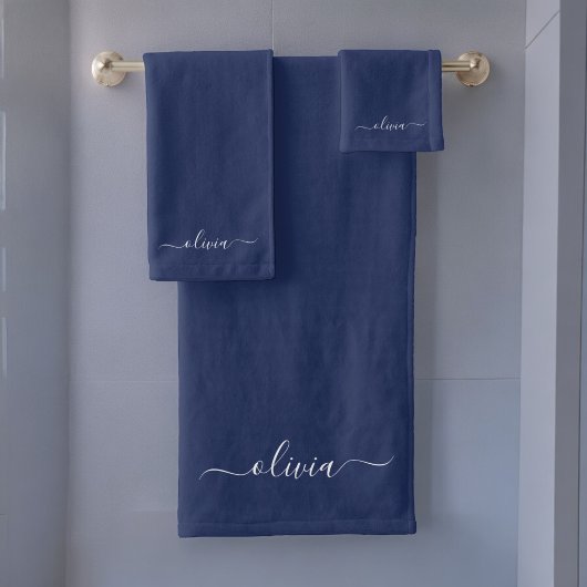 Monogramme moderne bleu marine et blanc
