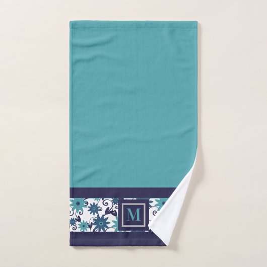 Monogramme moderne bleu turquoise (Serviette à main)