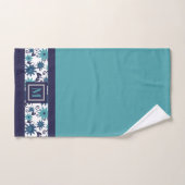 Monogramme moderne bleu turquoise (Serviette à main)