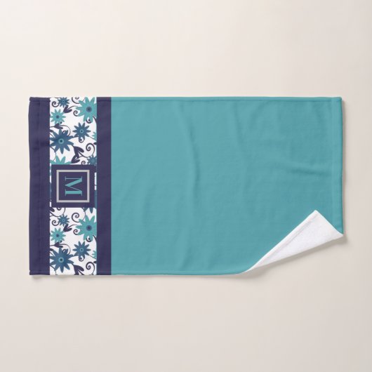 Monogramme moderne bleu turquoise (Serviette à main)