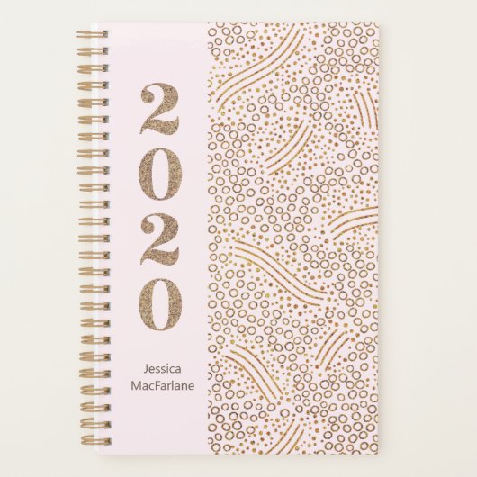 Monogramme moderne Blush Pink Gold Confetti 2020 A (Devant)