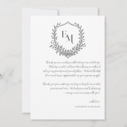 Monogramme moderne Boho | Mariage photo Merci (Dos)