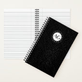 Monogramme moderne Carnet spiral en cuir noir (À l'intérieur)