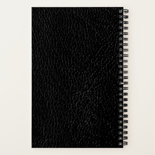 Monogramme moderne Carnet spiral en cuir noir (Verso)