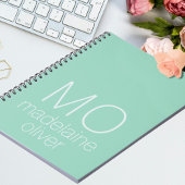 Monogramme moderne Carnet vert et blanc