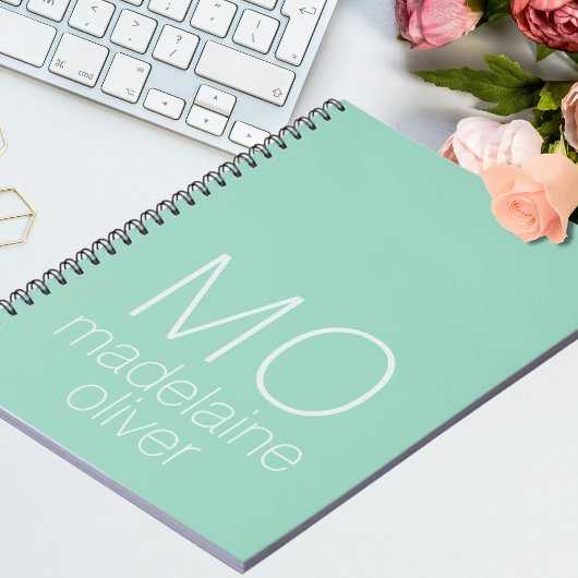 Monogramme moderne Carnet vert et blanc