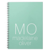 Monogramme moderne Carnet vert et blanc (Devant)