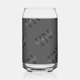 Monogramme moderne Carrelé gris foncé Nom/autre te