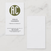 Monogramme moderne Carte de visite blanc (Devant / Derrière)