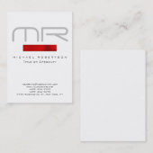 Monogramme moderne Carte de visite blanc rouge pro (Devant / Derrière)