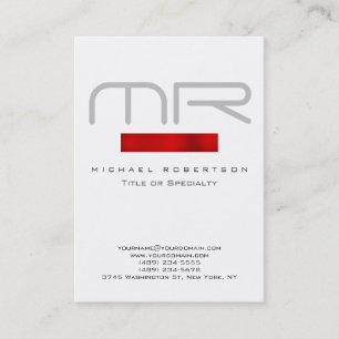Monogramme moderne Carte de visite blanc rouge pro