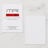 Monogramme moderne Carte de visite blanc rouge pro (Devant / Derrière)