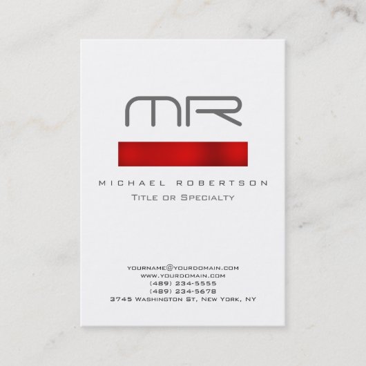Monogramme moderne Carte de visite blanc rouge pro (Devant)