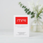 Monogramme moderne Carte de visite blanc rouge pro (Debout devant)