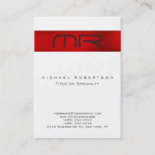 Monogramme moderne Carte de visite blanc rouge pro