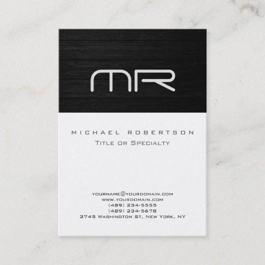 Monogramme moderne Carte de visite noir blanc (Devant)