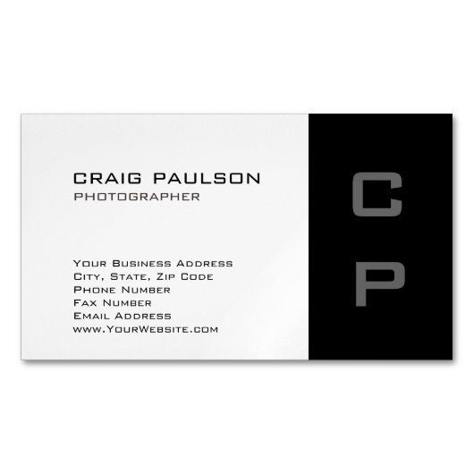 Monogramme moderne Carte de visite noir blanc (devant)