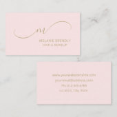 Monogramme Moderne Carte de visite rose tendance (Devant / Derrière)