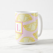 Monogramme moderne Citron jaune rose Imprimer Mug  (Devant droit)