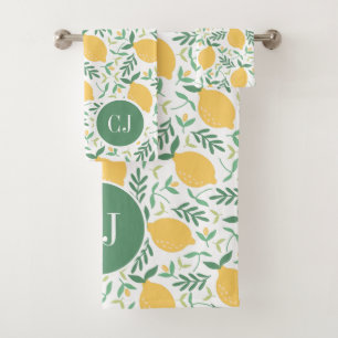 Monogramme moderne citron vert jaune Feuille