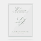Monogramme moderne Classic Sage Green Script Welco (Recto)