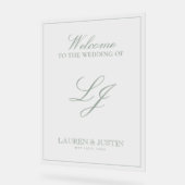 Monogramme moderne Classic Sage Green Script Welco (Angle)