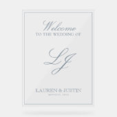 Monogramme moderne classique Dusty Blue Script Wel (Recto)