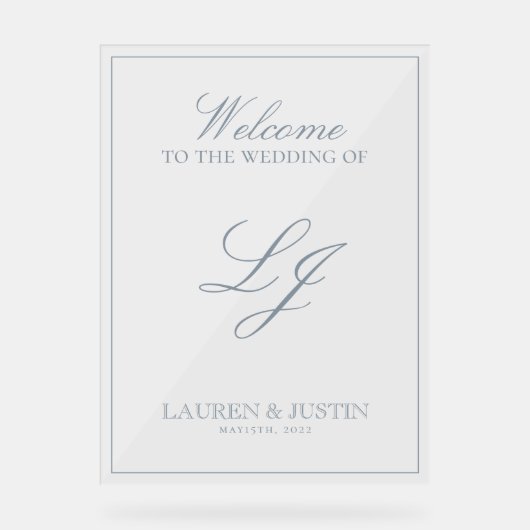 Monogramme moderne classique Dusty Blue Script Wel (Recto)