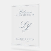 Monogramme moderne classique Dusty Blue Script Wel (Angle)