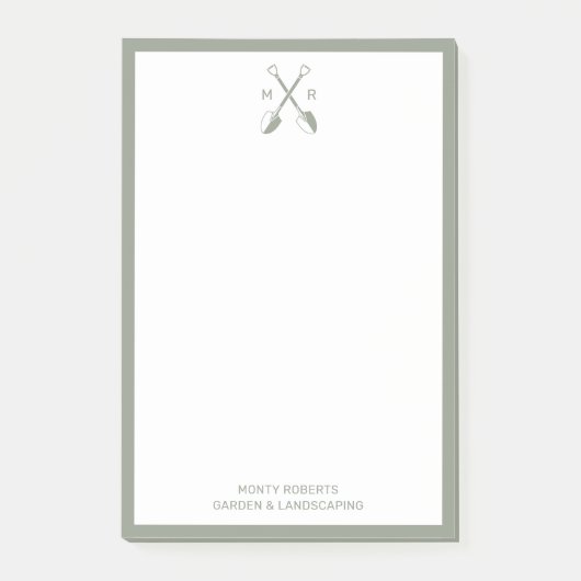 Monogramme moderne Dusky Green Men Post-It Notes (Devant)