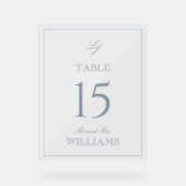 Monogramme moderne Dusty Blue Mariage Numéro de ta (Recto)