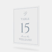 Monogramme moderne Dusty Blue Mariage Numéro de ta (Angle)