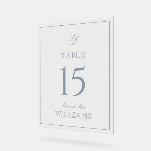 Monogramme moderne Dusty Blue Mariage Numéro de ta (Angle)