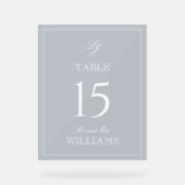 Monogramme moderne Dusty Blue Mariage Numéro de ta (Recto)