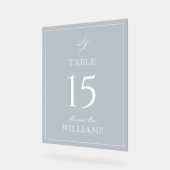 Monogramme moderne Dusty Blue Mariage Numéro de ta (Angle)