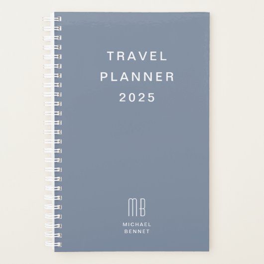 Monogramme moderne Dusty Blue Travel (Devant)