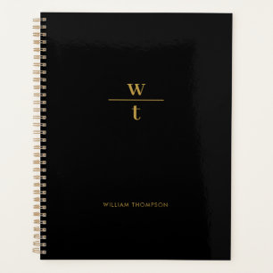 Monogramme Moderne Elegant Black Gold