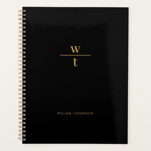 Monogramme Moderne Elegant Black Gold (Devant)