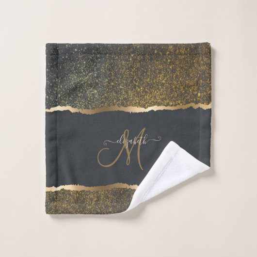 Monogramme moderne Elegant Gold Touch (Gant de toilette)