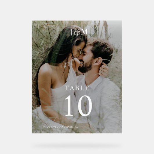 Monogramme moderne élégant Mariage Numéro de table (Recto)