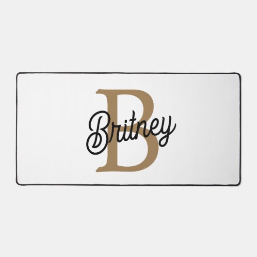Monogramme moderne élégant Nom Black Gold Script (Recto)