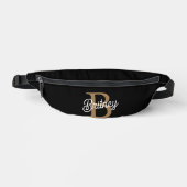 Monogramme moderne élégant Nom Black Gold Script (Recto)
