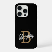 Monogramme moderne élégant Nom Black Gold Script (Verso)