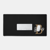 Monogramme moderne élégant Nom Black Gold Script (Clavier et souris)