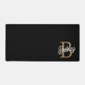 Monogramme moderne élégant Nom Black Gold Script (Recto)