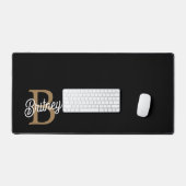 Monogramme moderne élégant Nom Black Gold Script (Clavier et souris)